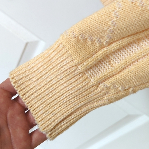Par Four 90's Vintage Funky Jacquard Knit Crewneck Sweater Pastel Yellow Large - Picture 8 of 10